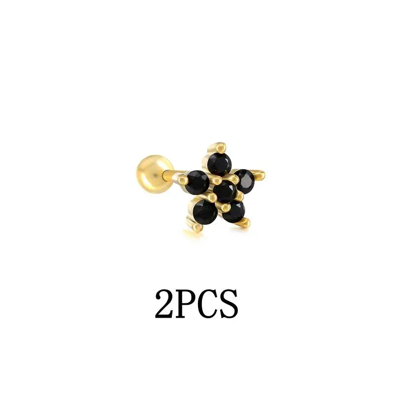 925 Silver Zircon Stud Earring Butterfly Bee Heart Cartilage Earring