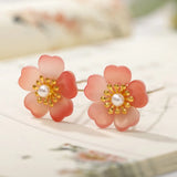 2PCS Pink Flower Hair Clips Bride Hair Forks Tiara Women Hair Pins