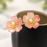 2PCS Pink Flower Hair Clips Bride Hair Forks Tiara Women Hair Pins