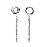 2PCS Punk Dangle Chain Ear Tunnels Plugs Earrings Stretcher Gauges Ear Piercing