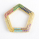 2PCS Rainbow CZ Pave Clasp Round Heart Lightning Shape Carabiner Clasp