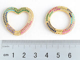 2PCS Rainbow CZ Pave Clasp Round Heart Lightning Shape Carabiner Clasp