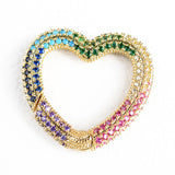 2PCS Rainbow CZ Pave Clasp Round Heart Lightning Shape Carabiner Clasp