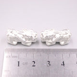2PCS Real S999 Fine Silver Pendant Lucky Coin Pixiu Transfer Bead 23x11mm