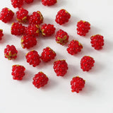2PCS Red Raspberries Strawberries Glass Drop Earrings Charms