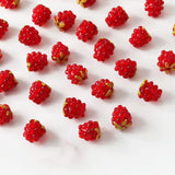 2PCS Red Raspberries Strawberries Glass Drop Earrings Charms