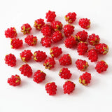 2PCS Red Raspberries Strawberries Glass Drop Earrings Charms