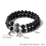 Star Moon Charm Bracelet Natural Stone Bead Labradorite Bangle