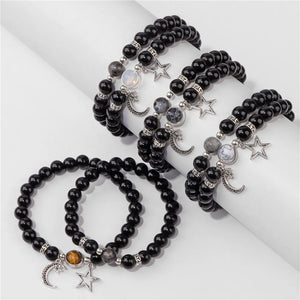 Star Moon Charm Bracelet Natural Stone Bead Labradorite Bangle