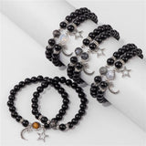 Star Moon Charm Bracelet Natural Stone Bead Labradorite Bangle