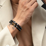 Star Moon Charm Bracelet Natural Stone Bead Labradorite Bangle