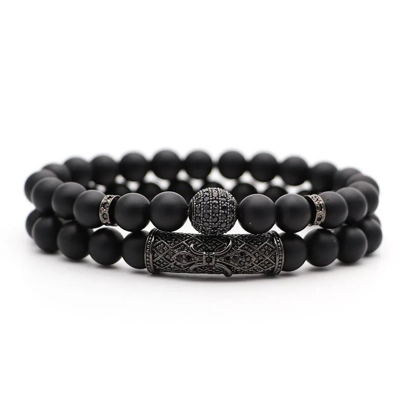 Couple Round Ball Bracelet Beads CZ Zircon Bracelets