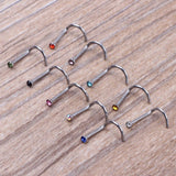 2PCS Heart Nose Ring Set Surgical Steel L Shape Nose Stud Star Square Rings