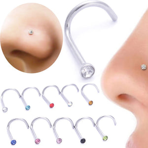 2PCS Heart Nose Ring Set Surgical Steel L Shape Nose Stud Star Square Rings