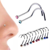 2PCS Heart Nose Ring Set Surgical Steel L Shape Nose Stud Star Square Rings
