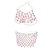 2PCS Women Sequins Body Chain Halter Bra Top Chest Chain Girl Accessories