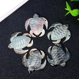 2PCS Shell Carved Turtle Pendant Mother of Pearl Charms for Jewelry Making