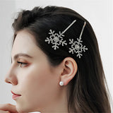 2PCS Rhinestone Snowflake Hair Clips Christmas Gift Crystal Hairpins