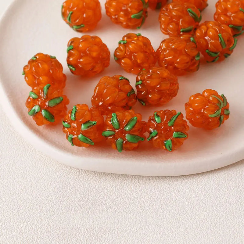 2PCS Raspberry Glass Beads Pendant for Jewelry Making