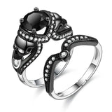 Punk Style Skull Ring Set with CZ for Women Men