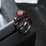 Punk Style Skull Ring Set with CZ for Women Men