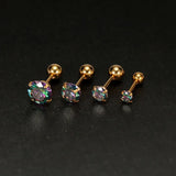Colorful Zircon Ear Studs 20G Titanium Steel Earrings Anti-allergic