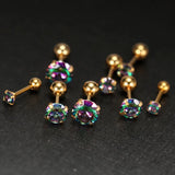 Colorful Zircon Ear Studs 20G Titanium Steel Earrings Anti-allergic