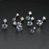 Colorful Zircon Ear Studs 20G Titanium Steel Earrings Anti-allergic