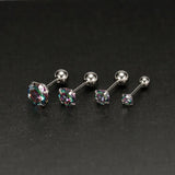 Colorful Zircon Ear Studs 20G Titanium Steel Earrings Anti-allergic