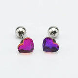 2PCS Small Heart Ear Studs Earrings 5mm 8 Colors