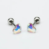 2PCS Small Heart Ear Studs Earrings 5mm 8 Colors