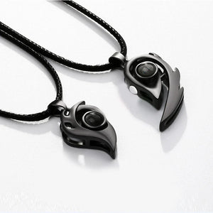 Stainless Steel 100 Languages I Love You Projection Couple Necklace