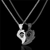 Stainless Steel 100 Languages I Love You Projection Couple Necklace