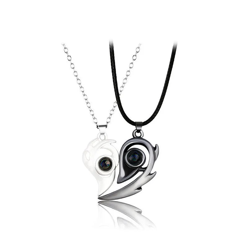 Stainless Steel 100 Languages I Love You Projection Couple Necklace