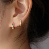 Colorful Zircon Crystal Hoop Earrings Stainless Steel Cartilage Piercing