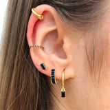 Colorful Zircon Crystal Hoop Earrings Stainless Steel Cartilage Piercing