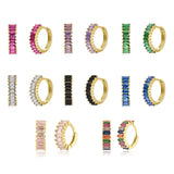 Colorful Zircon Crystal Hoop Earrings Stainless Steel Cartilage Piercing