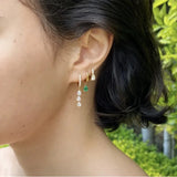 2PCS CZ Small Hoop Earrings Water Drop Pendant Cartilage Earring Wedding Jewelry