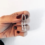 2PCS CZ Small Hoop Earrings Water Drop Pendant Cartilage Earring Wedding Jewelry