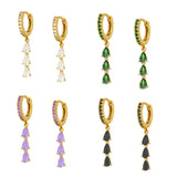 2PCS CZ Small Hoop Earrings Water Drop Pendant Cartilage Earring Wedding Jewelry