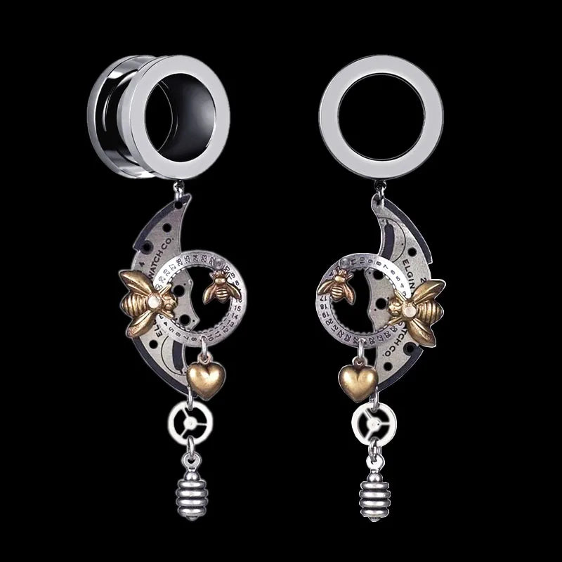 2PCS Stainless Steel Ear Tunnel Gearwheel Ear Plugs Body Piercing