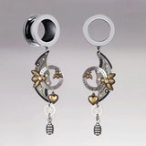 2PCS Stainless Steel Ear Tunnel Gearwheel Ear Plugs Body Piercing