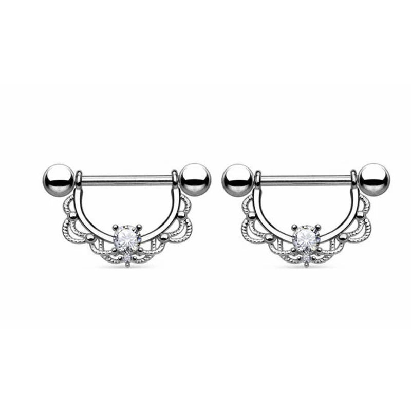 2PCS Stainless Steel Nipple Cartilage Earrings