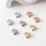 2PCS Star Heart Zircon Pendant Charms 14k Plated 11*13mm