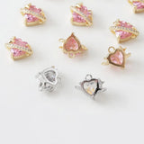 2PCS Star Heart Zircon Pendant Charms 14k Plated 11*13mm