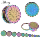 2PCS Steel Screw Ear Plugs Tunnel Flesh Earring Gauges Hollow Piercings