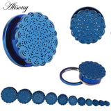 2PCS Steel Screw Ear Plugs Tunnel Flesh Earring Gauges Hollow Piercings