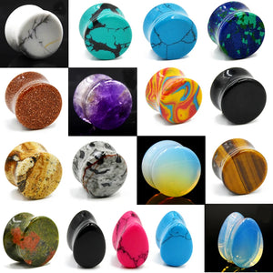 2PCS Stone Ear Plugs Gauges Earrings Flesh Tunnel Piercing