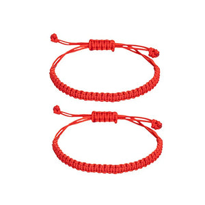 2PCS Red Tibetan Woven Rope String Bracelets for Protection Luck Friendship