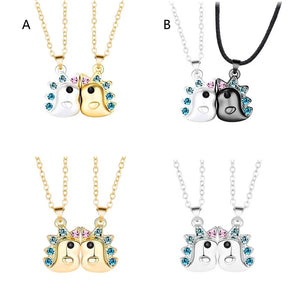 2PCS Distance Monster Pendant Matching Couples Necklace Friendship Jewelry